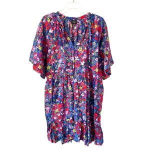 Summersalt The Tie Neck Floral Dress size large Painted Meadows Print Blue